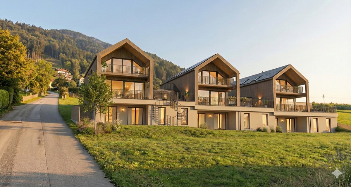 Visualisierung der Seeblick-Häuser in Nußdorf am Attersee